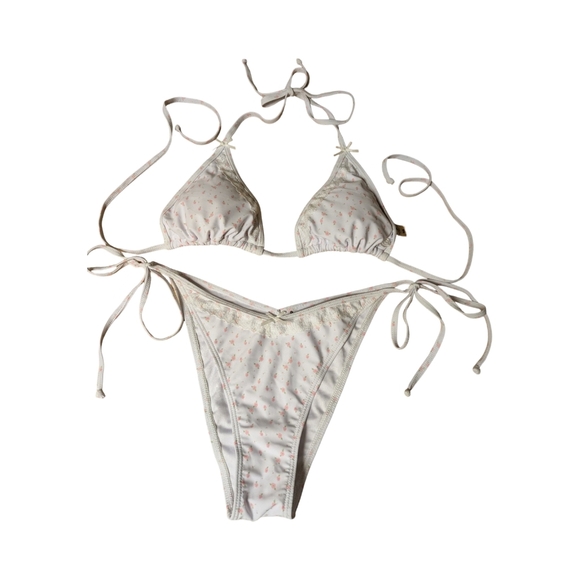 2/$25-Skinny Dip BabyDoll Tilley Lace Floral Bikini Size Small - Picture 2 of 6